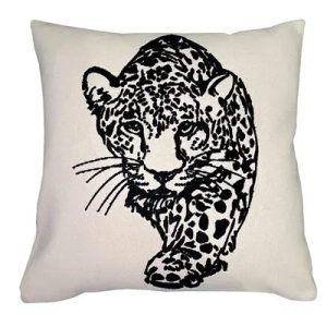 Mono Embroidered Leopard Cushion