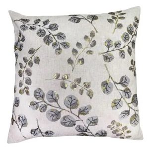 Taupe and Gold Leaves Cushion
