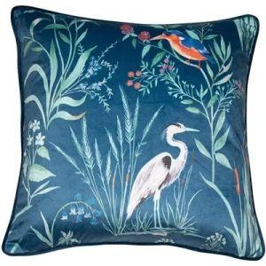 Teal Heron Cushion